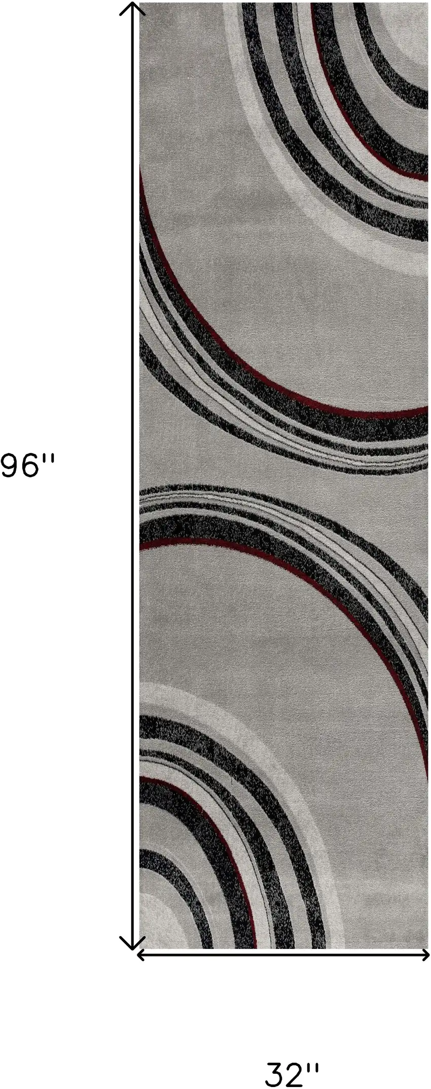 8' Gray and Black Abstract Power Loom Distressed Runner Rug Photo 3