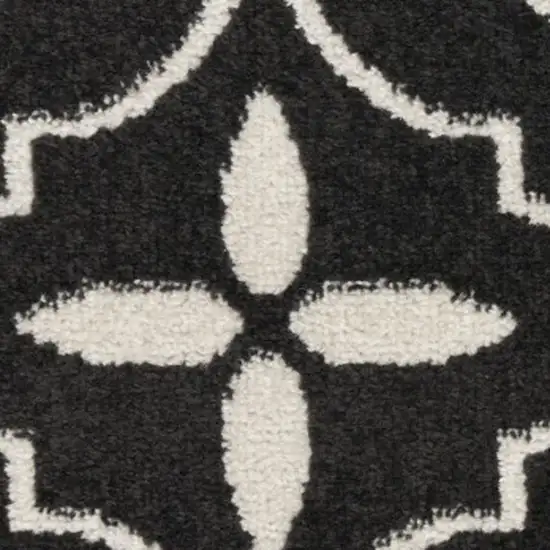 12' Gray and Black Floral Non Skid Runner Rug Photo 5