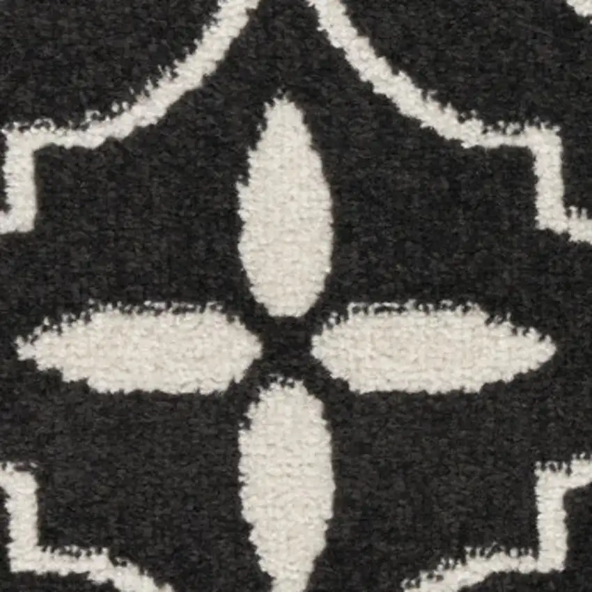 12' Gray and Black Floral Non Skid Runner Rug Photo 5