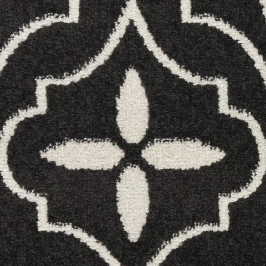 12' Gray and Black Floral Non Skid Runner Rug Photo 1