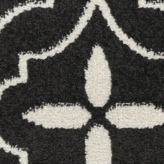 12' Gray and Black Floral Non Skid Runner Rug Photo 3