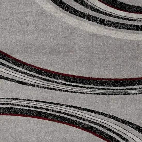 8' Gray and Black Geometric Power Loom Runner Rug Photo 4