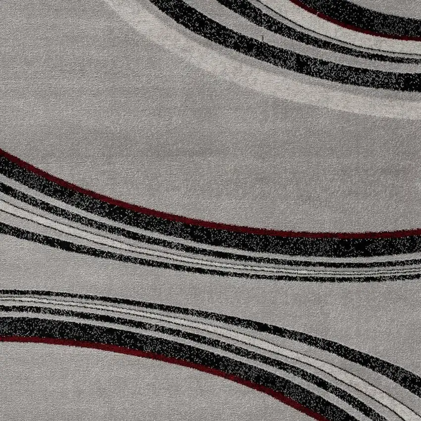 8' Gray and Black Geometric Power Loom Runner Rug Photo 4