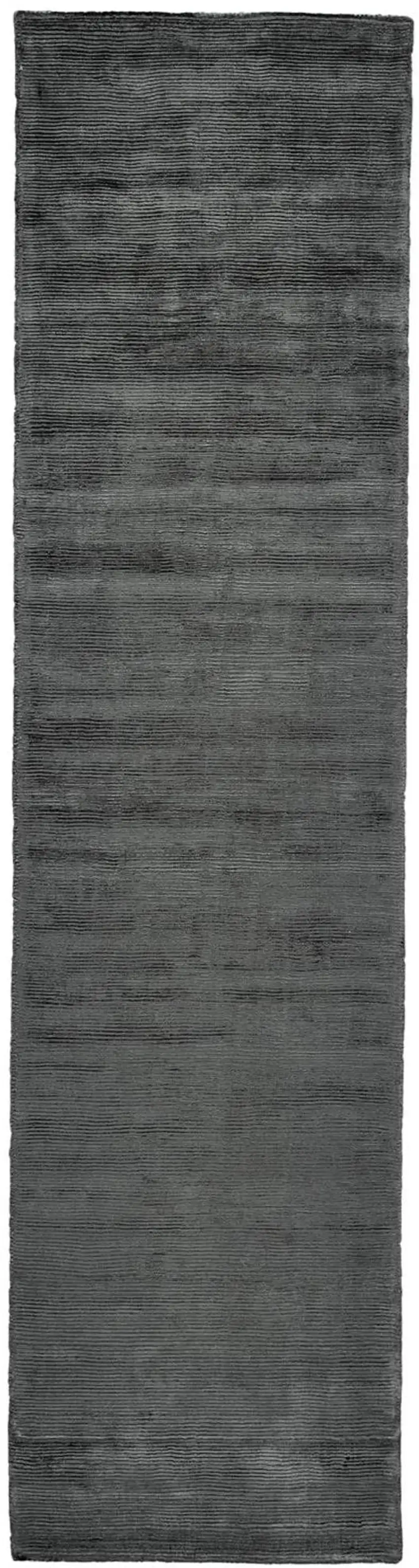 10' Gray and Black Hand Woven Runner Rug Photo 1