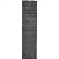 Photo of 10' Gray and Black Hand Woven Runner Rug