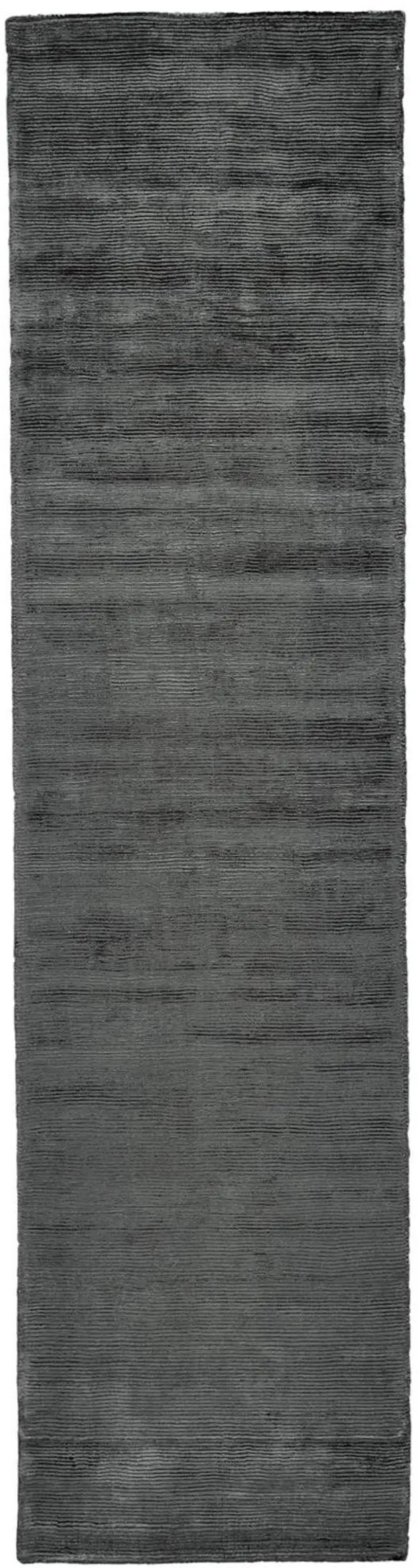 10' Gray and Black Hand Woven Runner Rug Photo 2