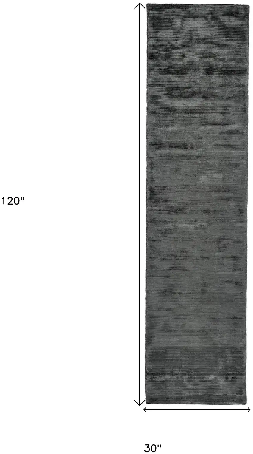 10' Gray and Black Hand Woven Runner Rug Photo 5