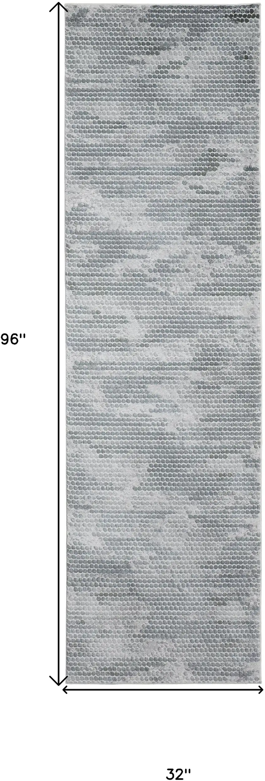 8' Gray and Blue Abstract Power Loom Runner Rug Photo 5