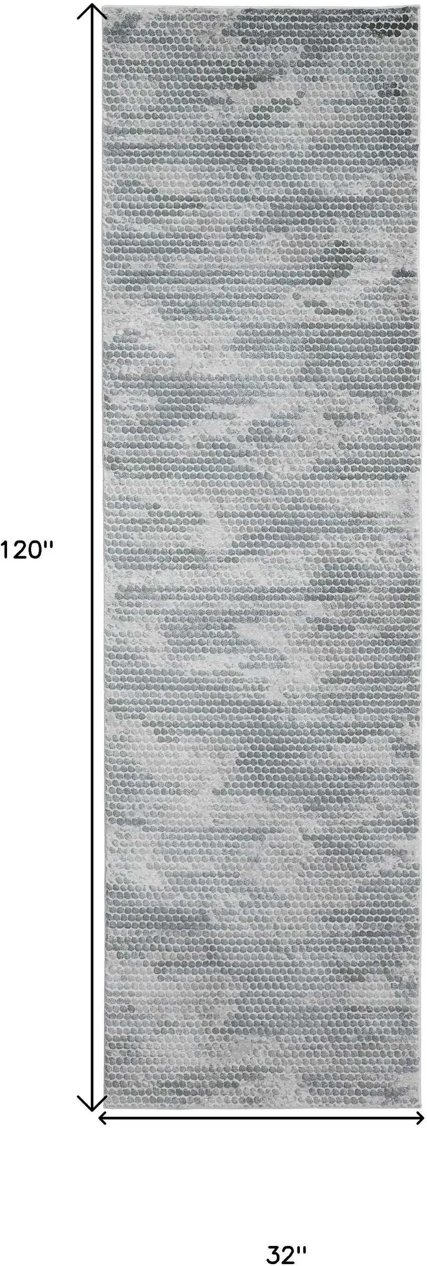 8' Gray and Blue Abstract Power Loom Runner Rug Photo 7