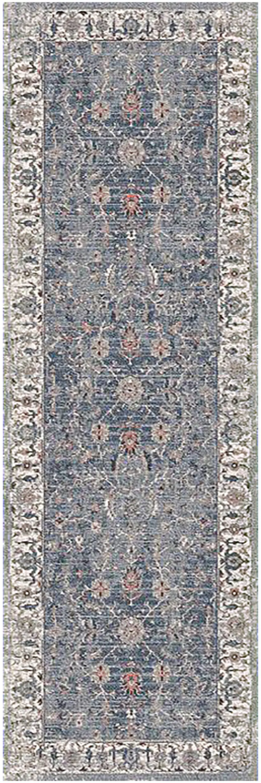 8' Gray and Brown Oriental Power Loom Runner Rug Photo 1