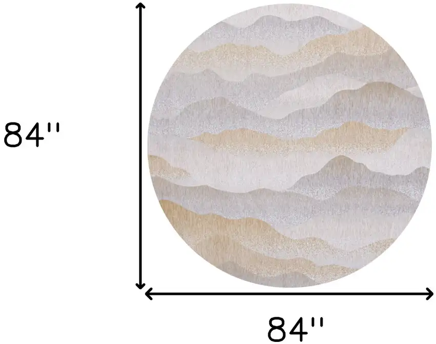 8' Gray and Brown Round Abstract Non Skid Area Rug Photo 3