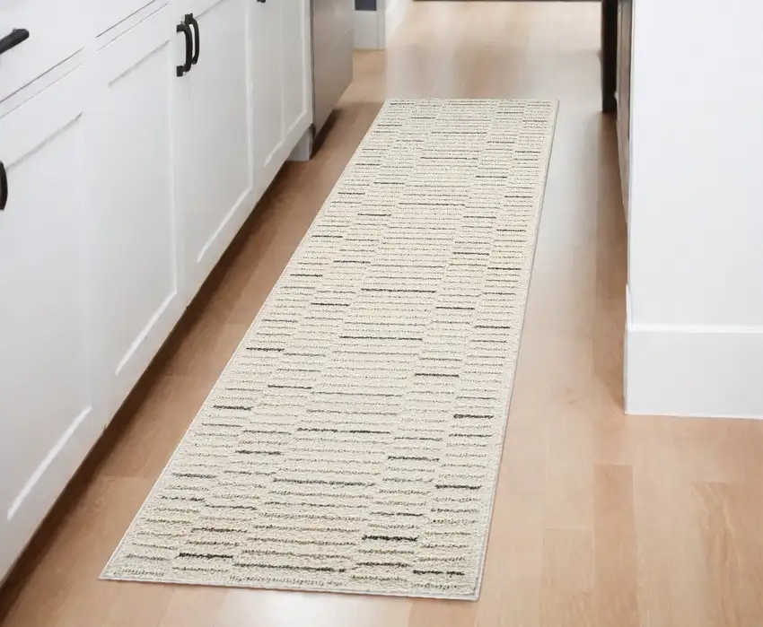8' Gray and Cream Abstract Distressed Area Rug Photo 1