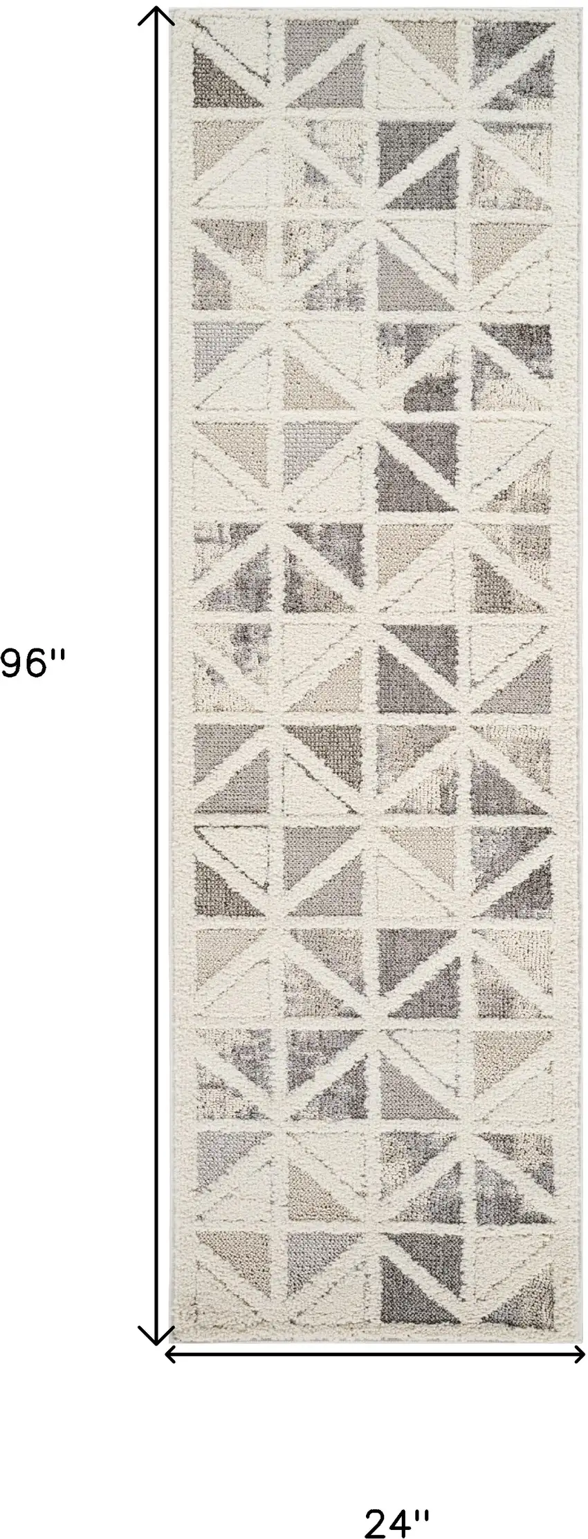 8' Gray and Cream Geometric Distressed Area Rug Photo 7