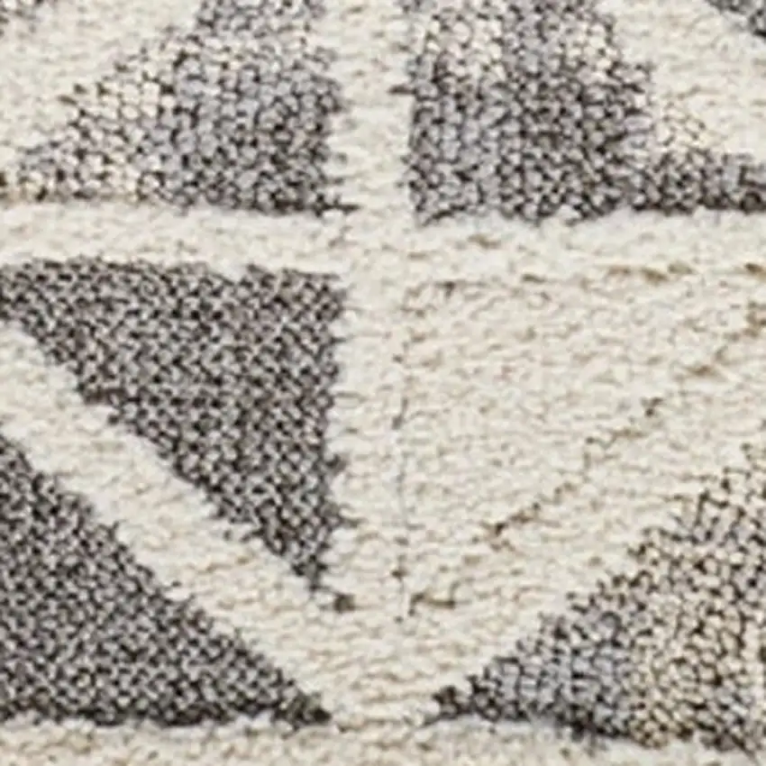 8' Gray and Cream Geometric Distressed Area Rug Photo 5