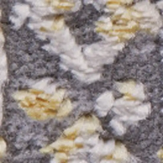 8' Gray and Gold Oriental Power Loom Worn Faded Runner Rug Photo 6