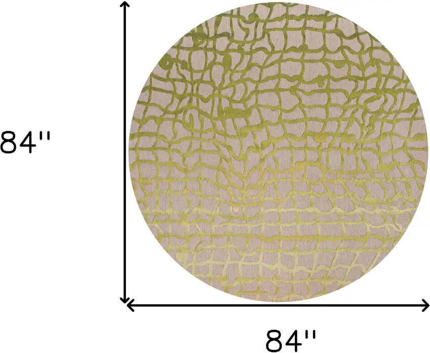 8' Gray and Green Round Abstract Non Skid Area Rug Photo 3