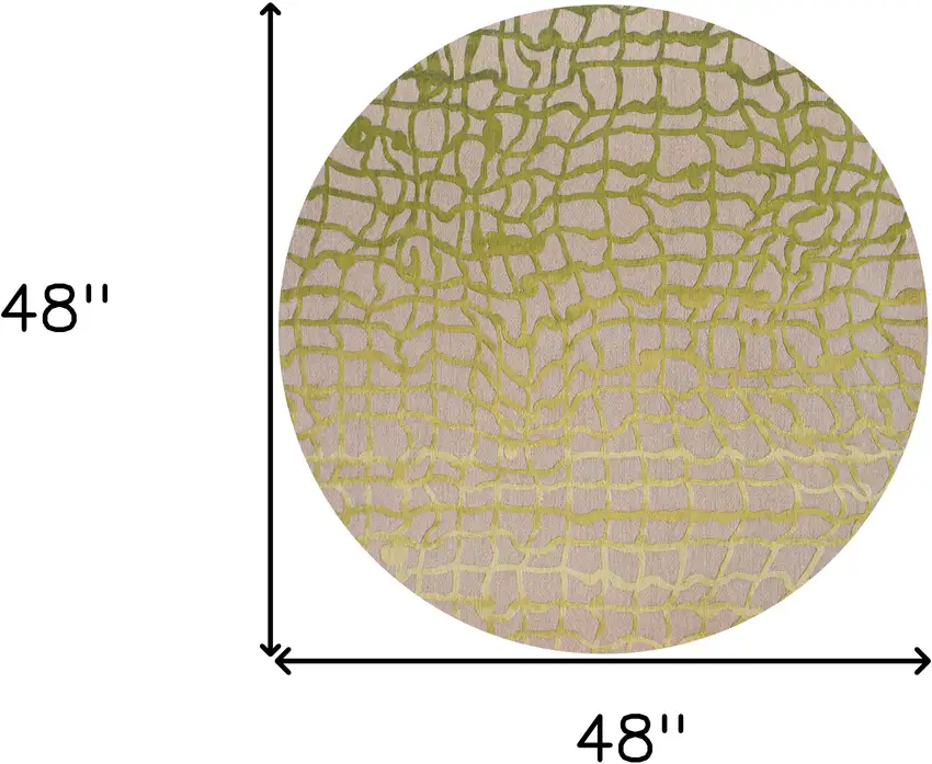 5' Gray and Green Round Abstract Non Skid Area Rug Photo 3