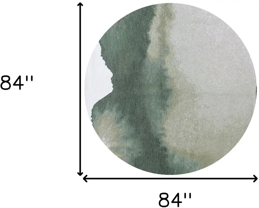 8' Gray and Green Round Abstract Non Skid Area Rug Photo 3
