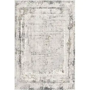 Photo of 10' Gray and Ivory Abstract Distressed Runner Rug