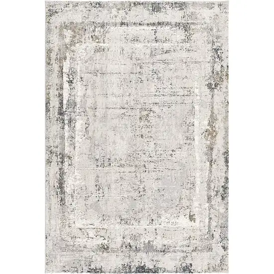 20' Gray and Ivory Abstract Distressed Runner Rug Photo 2