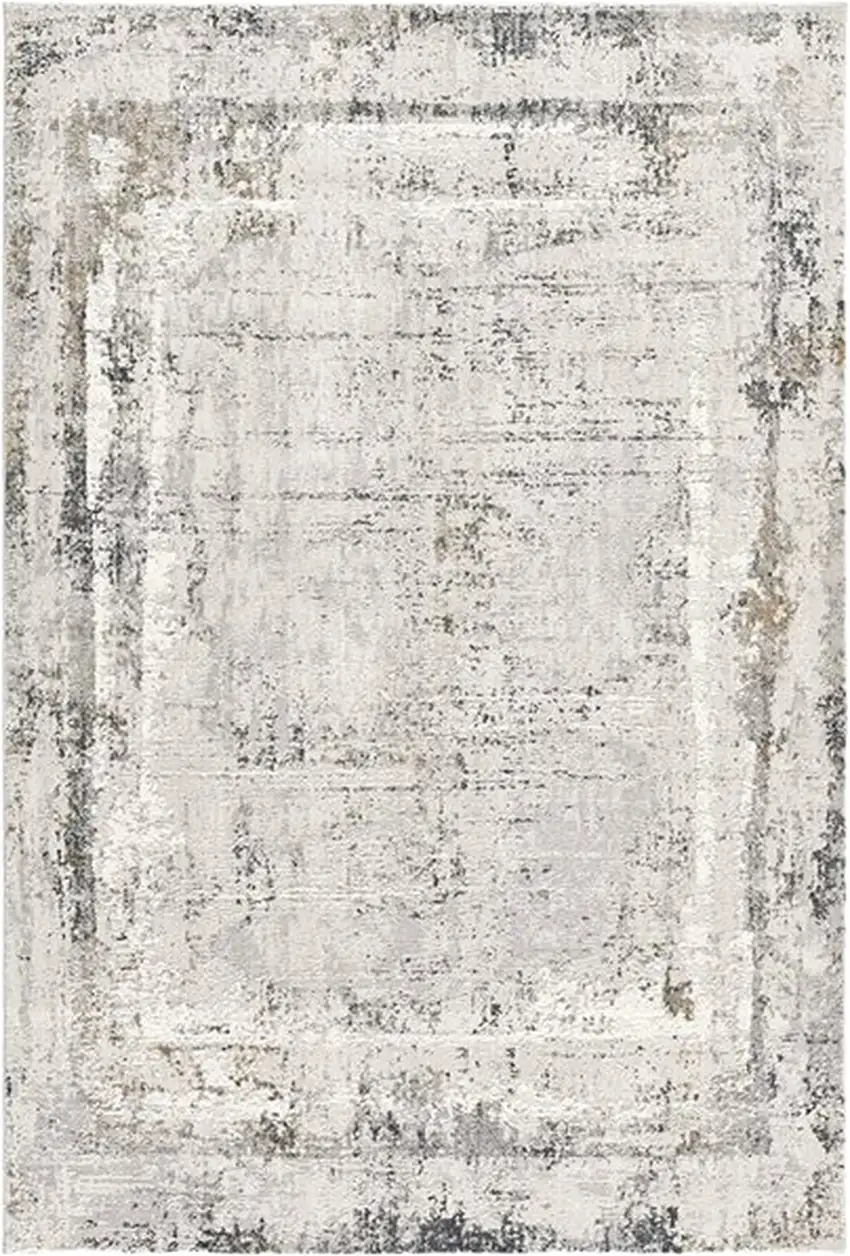 8' Gray and Ivory Abstract Distressed Runner Rug Photo 2