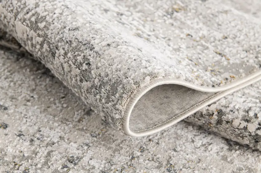 10' Gray and Ivory Abstract Distressed Runner Rug Photo 5