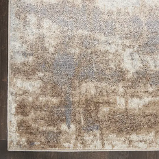 8' Gray and Ivory Abstract Non Skid Runner Rug Photo 6