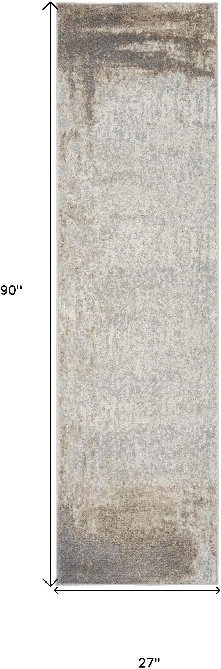 8' Gray and Ivory Abstract Non Skid Runner Rug Photo 3