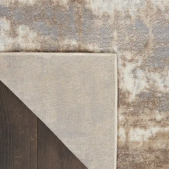 8' Gray and Ivory Abstract Non Skid Runner Rug Photo 7
