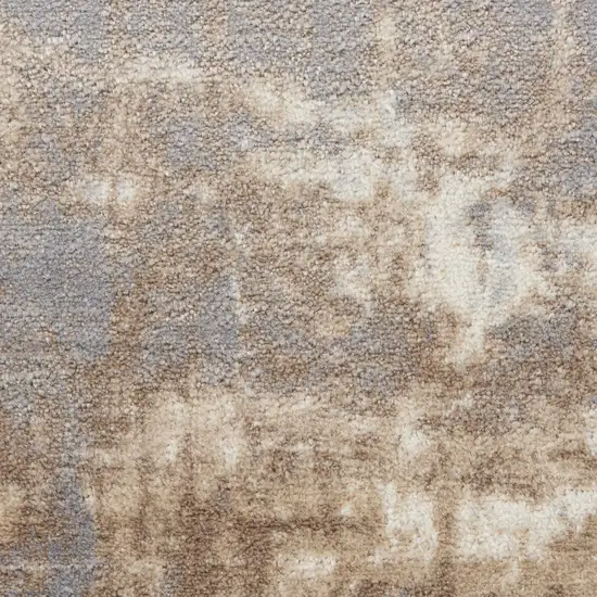 8' Gray and Ivory Abstract Non Skid Runner Rug Photo 9