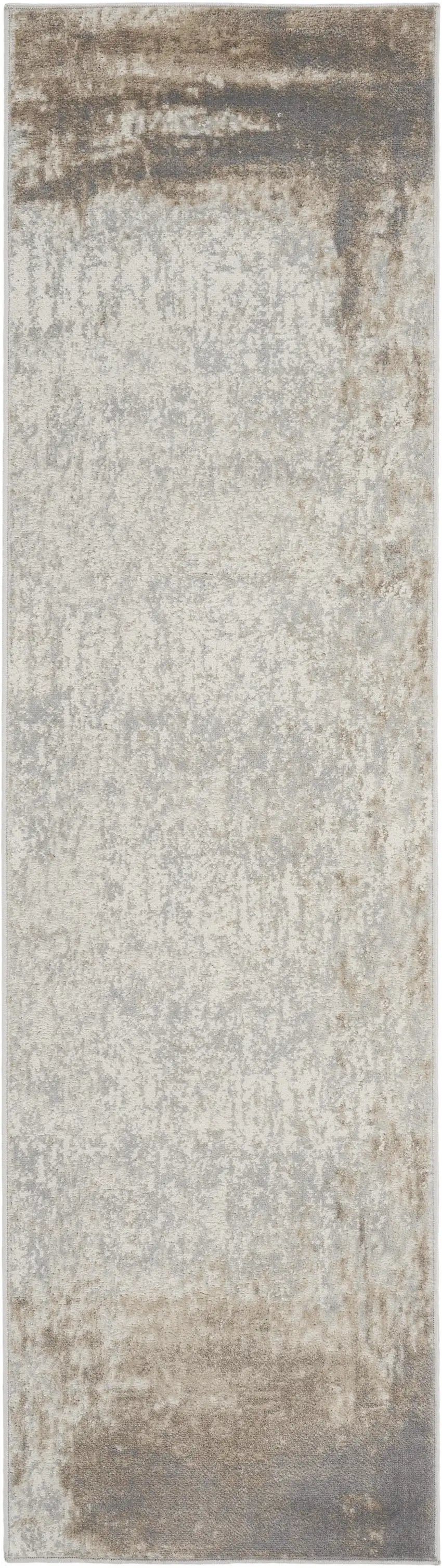 8' Gray and Ivory Abstract Non Skid Runner Rug Photo 5