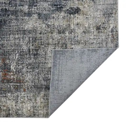 8' Gray and Ivory Abstract Power Loom Runner Rug Photo 4