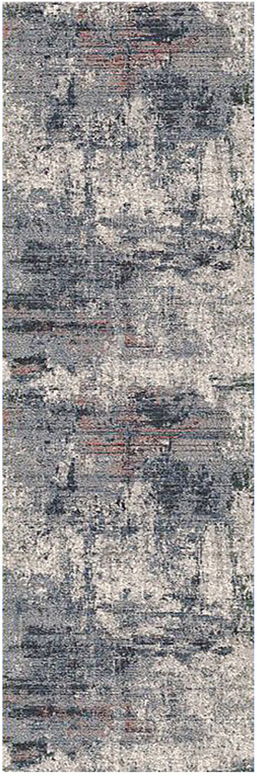8' Gray and Ivory Abstract Power Loom Runner Rug Photo 1