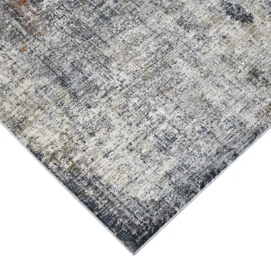 8' Gray and Ivory Abstract Power Loom Runner Rug Photo 3