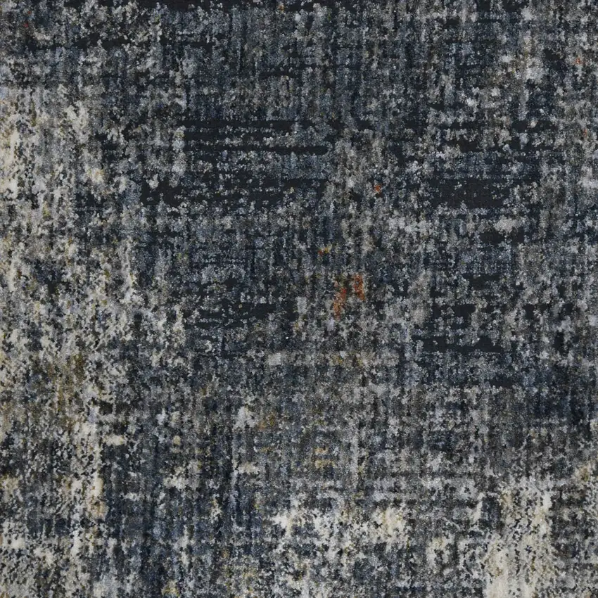 8' Gray and Ivory Abstract Power Loom Runner Rug Photo 7