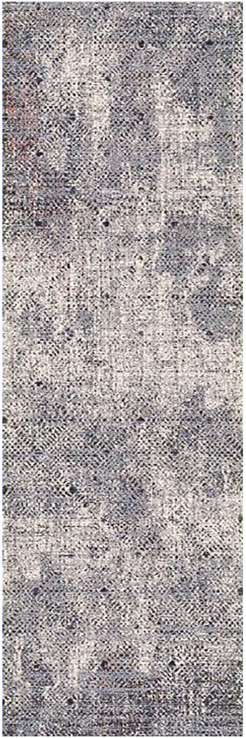 8' Gray and Ivory Abstract Power Loom Runner Rug Photo 1