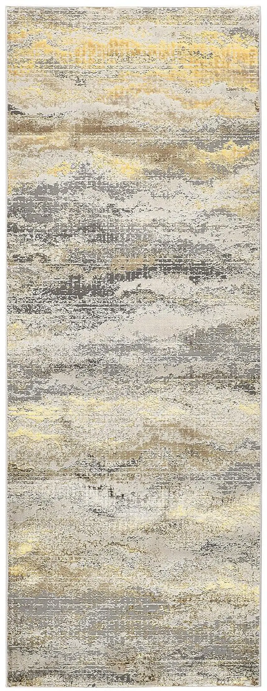 8' Gray and Ivory Abstract Power Loom Runner Rug Photo 4