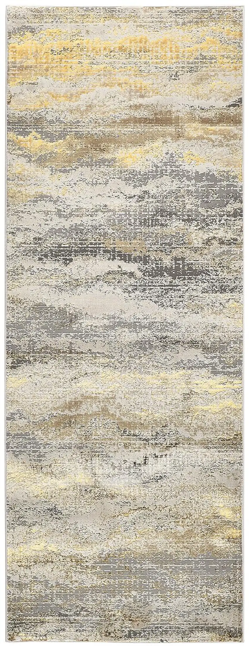 8' Gray and Ivory Abstract Power Loom Runner Rug Photo 2