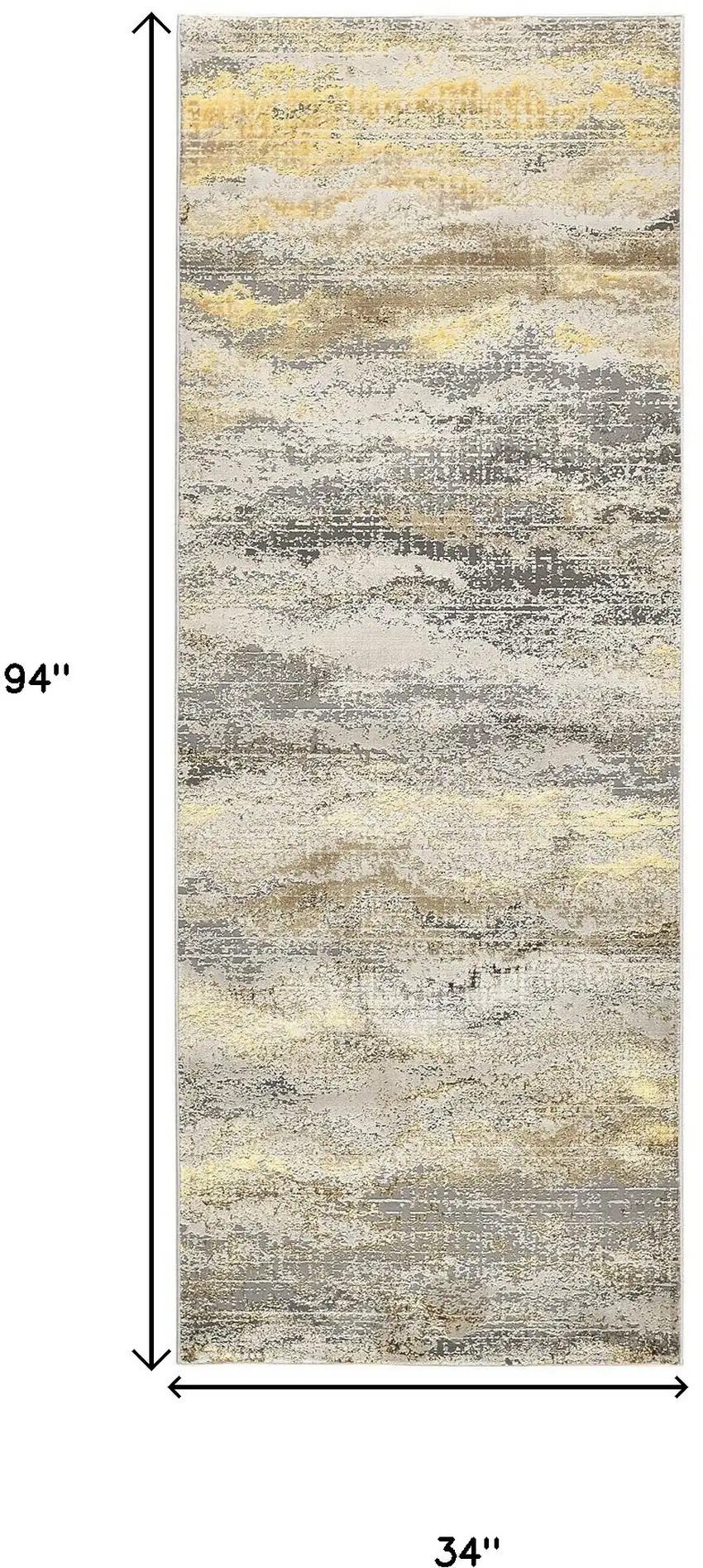 8' Gray and Ivory Abstract Power Loom Runner Rug Photo 3