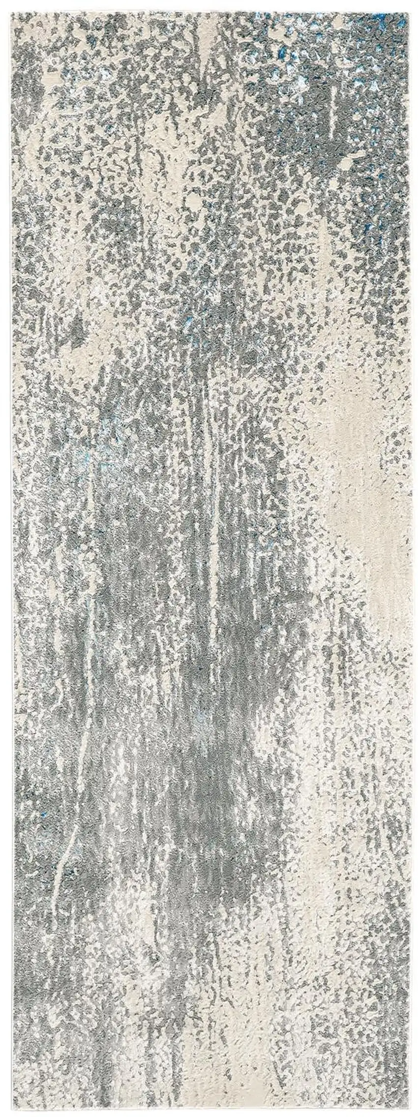 8' Gray and Ivory Abstract Power Loom Runner Rug Photo 2