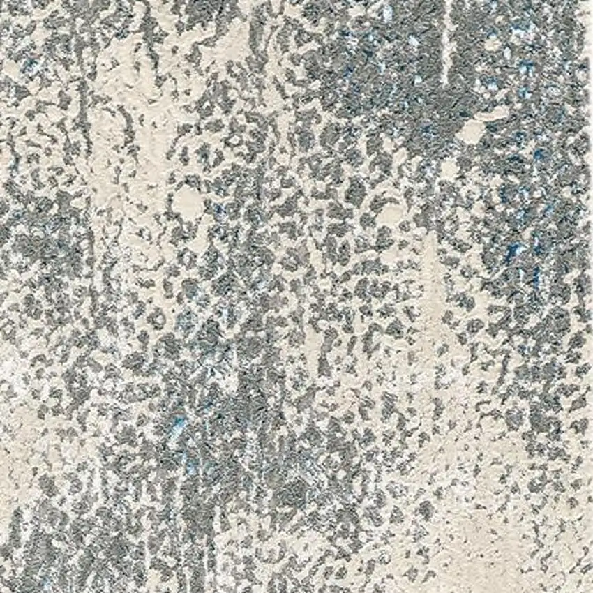 8' Gray and Ivory Abstract Power Loom Runner Rug Photo 5