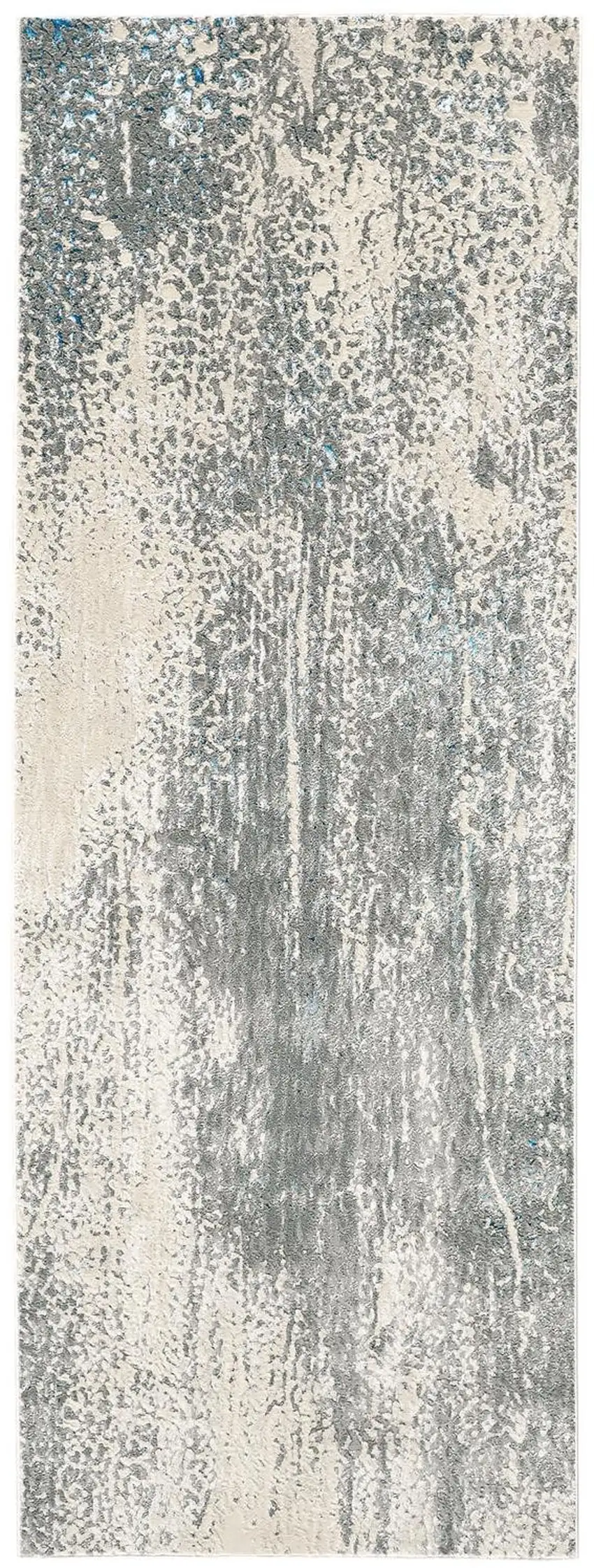 8' Gray and Ivory Abstract Power Loom Runner Rug Photo 4