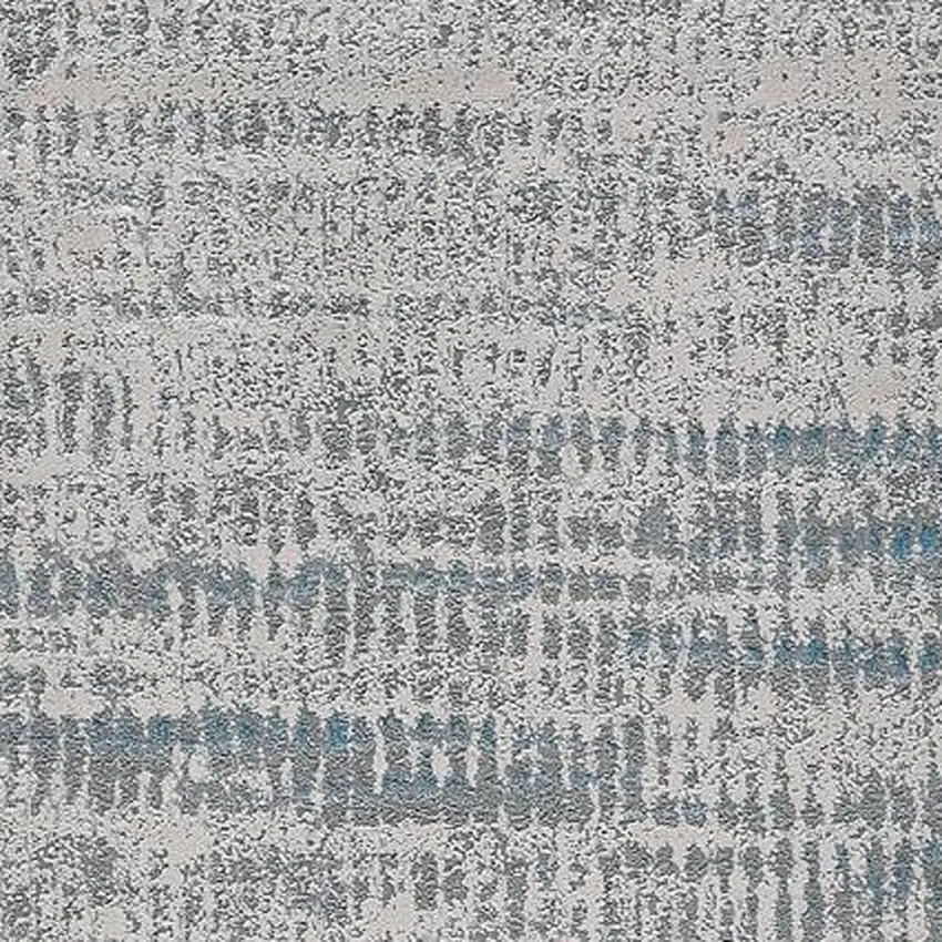 8' Ivory Gray And Blue Abstract Runner Rug Photo 5