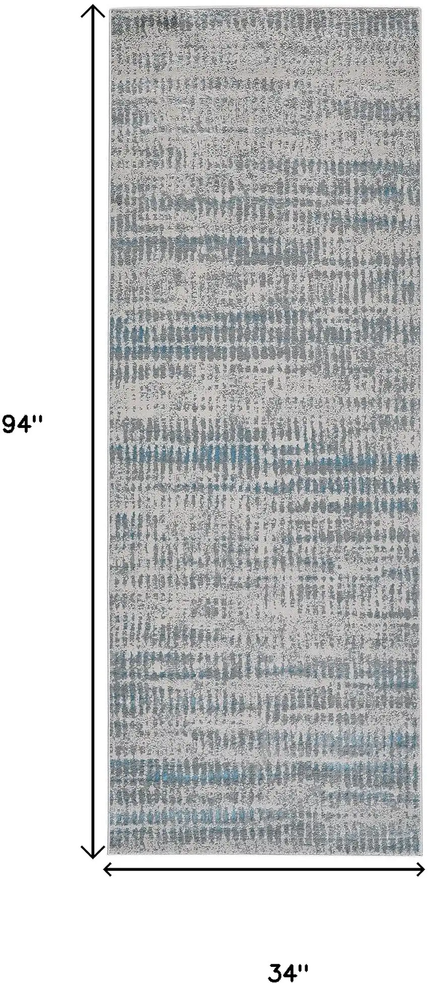 8' Ivory Gray And Blue Abstract Runner Rug Photo 3