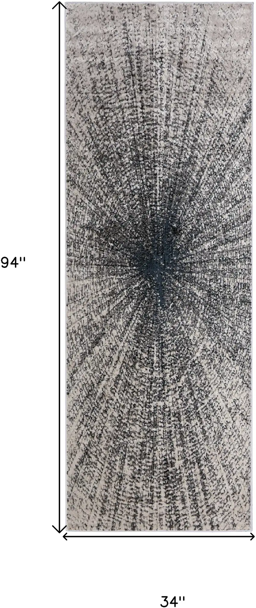 8' Gray and Ivory Abstract Power Loom Runner Rug Photo 3