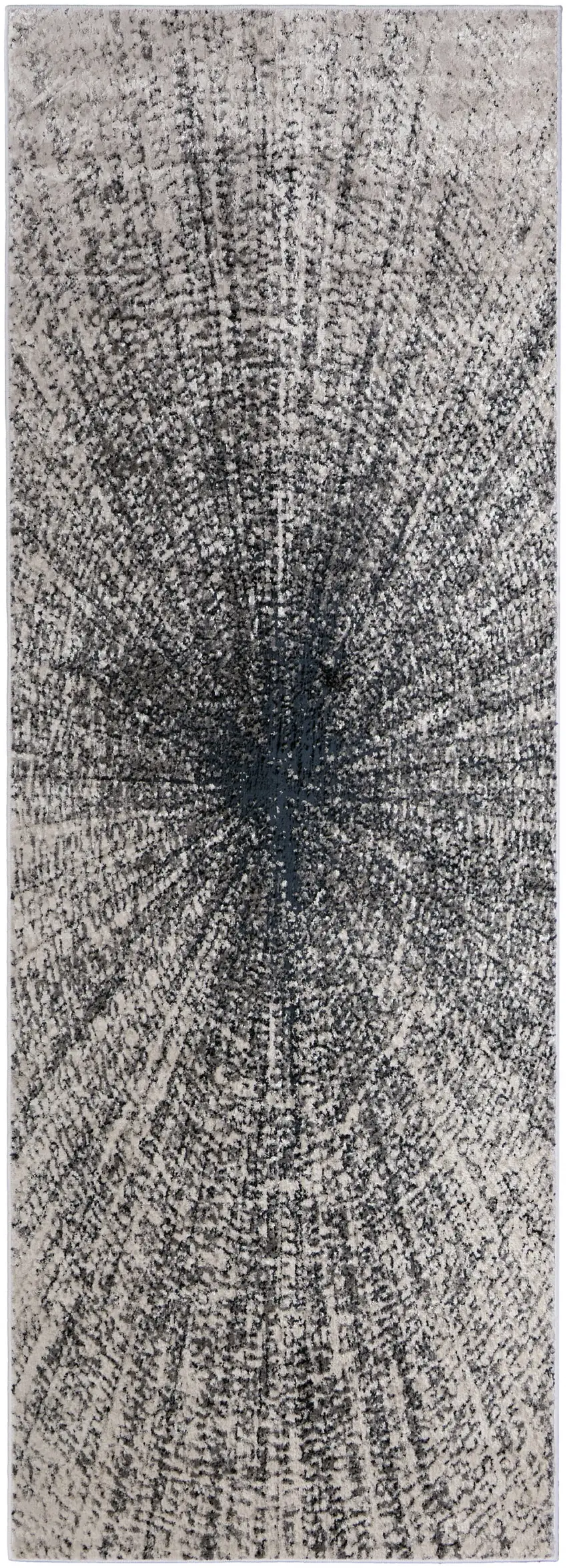 8' Gray and Ivory Abstract Power Loom Runner Rug Photo 2