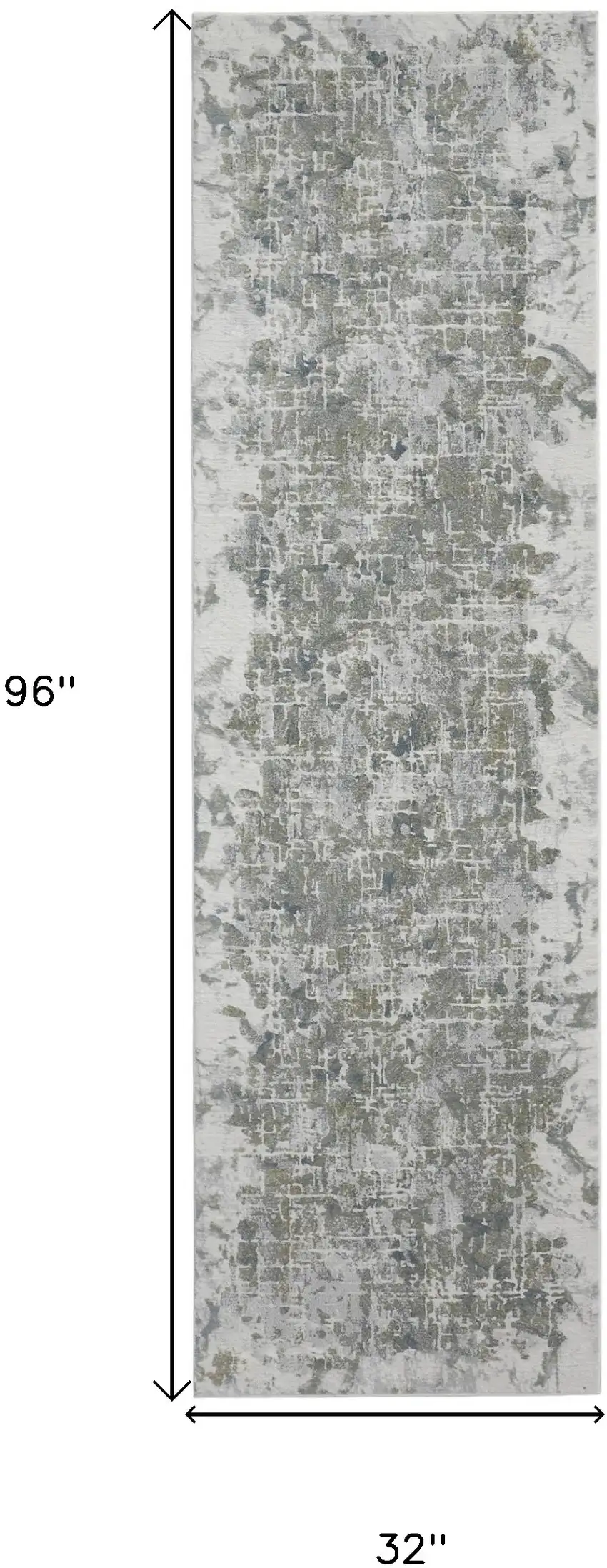 8' Gray and Ivory Abstract Power Loom Worn Faded Runner Rug Photo 6