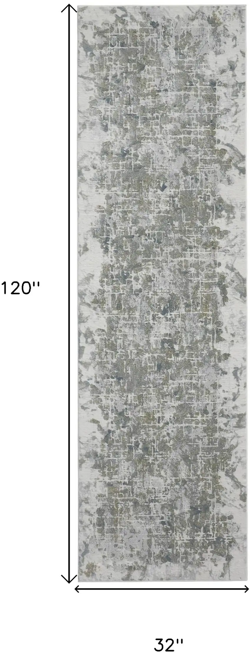 8' Gray and Ivory Abstract Power Loom Worn Faded Runner Rug Photo 7