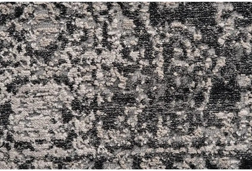 8' Gray and Ivory Abstract Runner Rug Photo 5