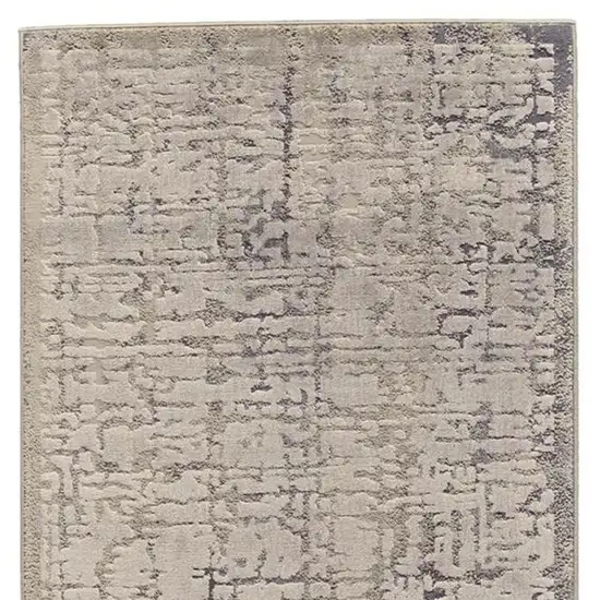 8' Gray and Ivory Abstract Runner Rug Photo 4